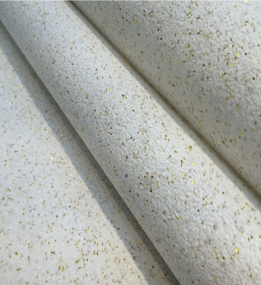 Mica Glitter Wallpaper (White With Gold Glitter) - MS15
