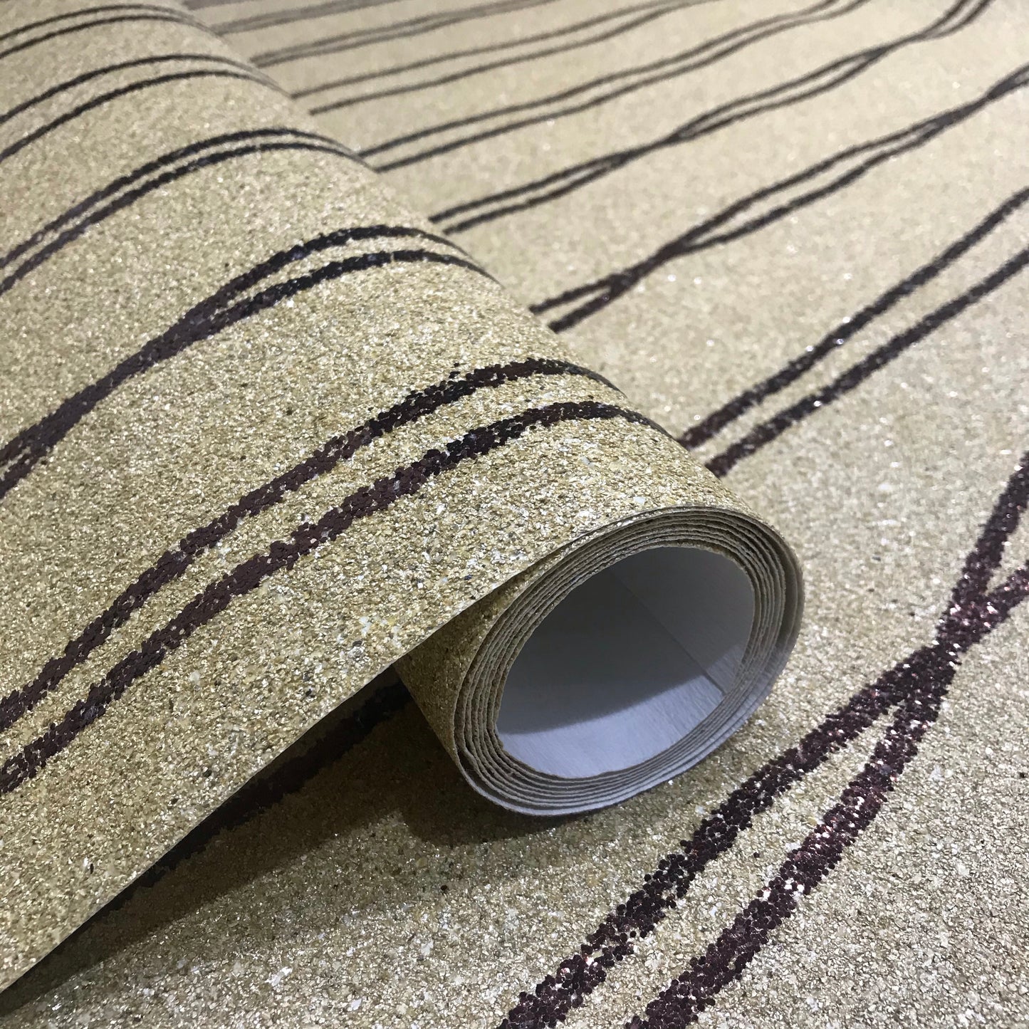 Mica Curve Glitter Wallpaper (Sandy Gold With Bronze Glitter) - MSC64