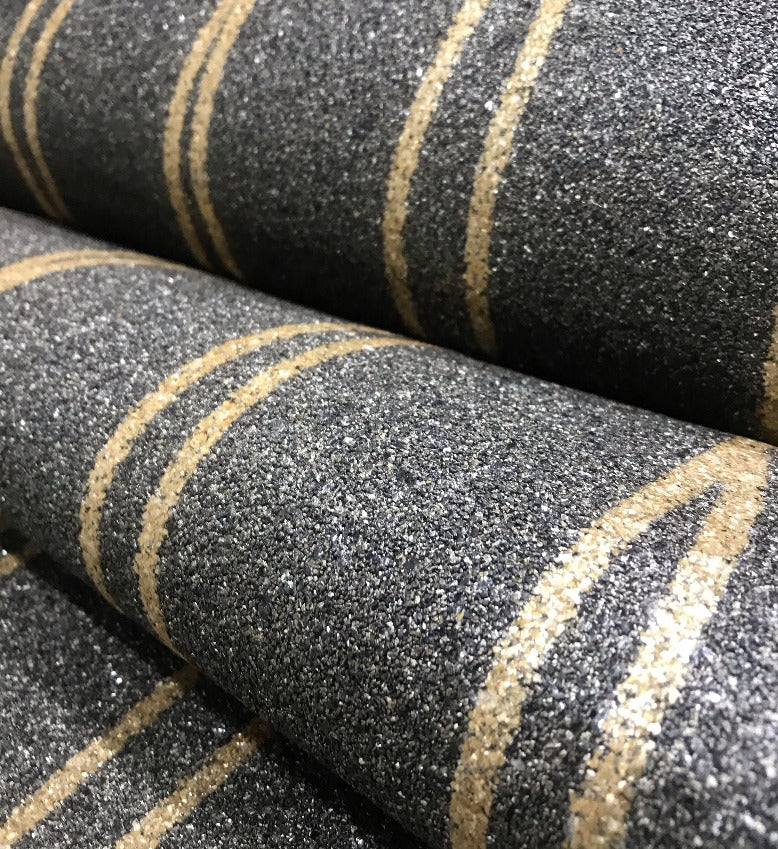 Mica Curve Glitter Wallpaper (Black With Gold Glitter) - MSC59