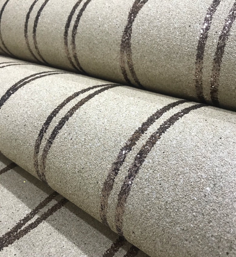 Mica Curve Glitter Wallpaper (Cotton Cream With Champagne Glitter) - MSC64