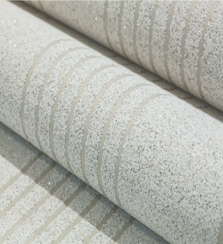 Mica MS Stripe Wallpaper (White With Silver Glitter) - MSS13