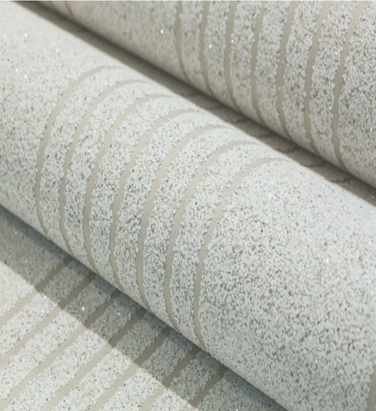 Mica MS Stripe Wallpaper (White With Silver Glitter) - MSS13