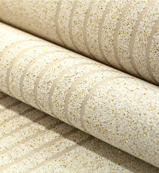 Mica MS Stripe Wallpaper (White With Gold Glitter) - MSS15